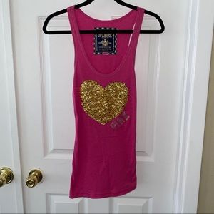 Heart embellished VS PINK tank top